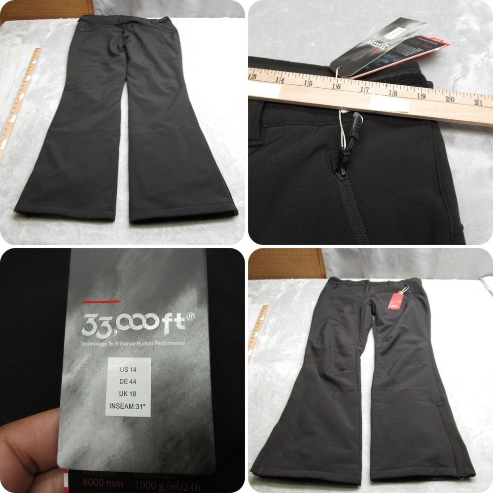 33,000ft Snow Pants Women 14 Black Waterproof Breathable Snowboard 38X31 Ski NEW